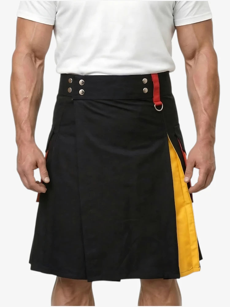 Moderner Regenbogen-Kilt mit gelbem Seiteneinsatz