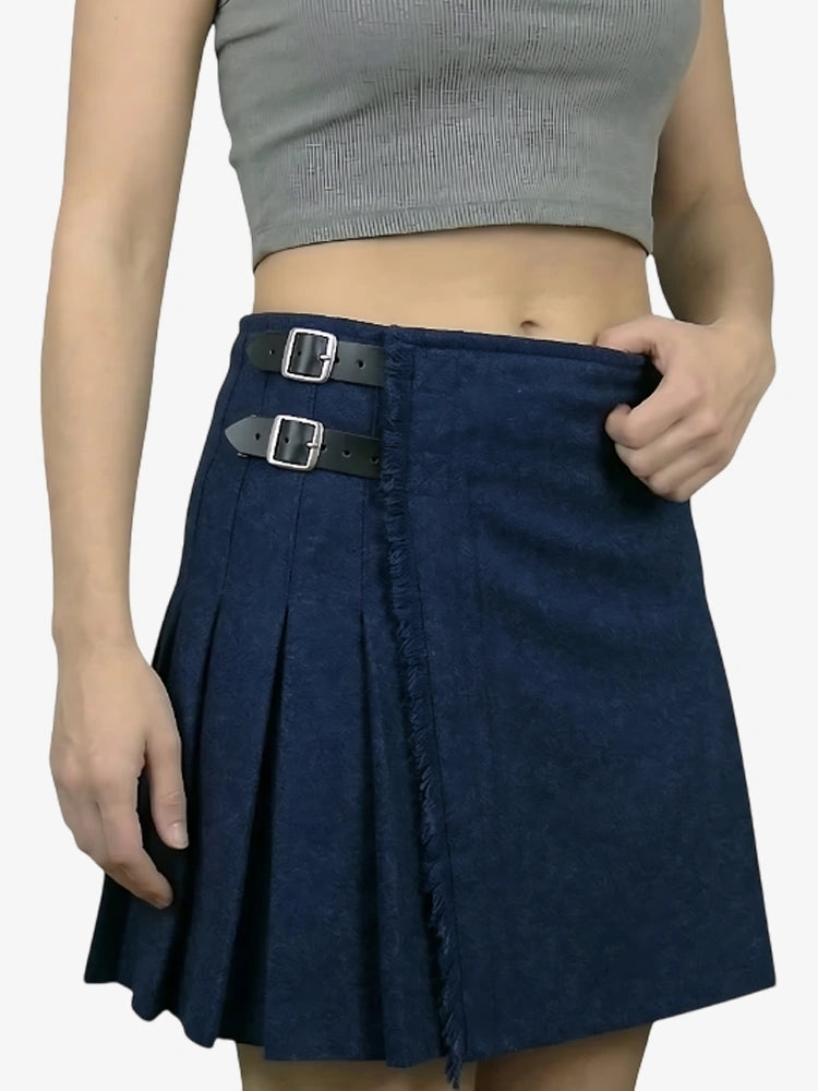 Damen Marineblauer Wollkilt
