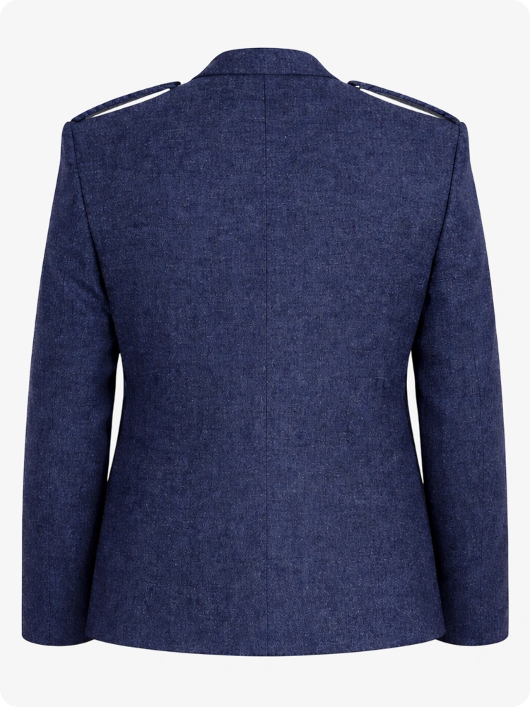 Blue jacket back view on a white background