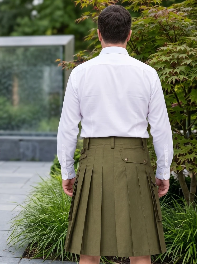 Maßgeschneiderter Premium Olivegrüner Utility-Kilt