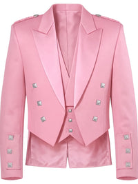 A pink double-breasted blazer with silver-tone decorative studs, shown against a plain white background.