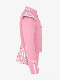 Pink Scottish Military Doublet Jacket with Silver Trim & Epaulettes