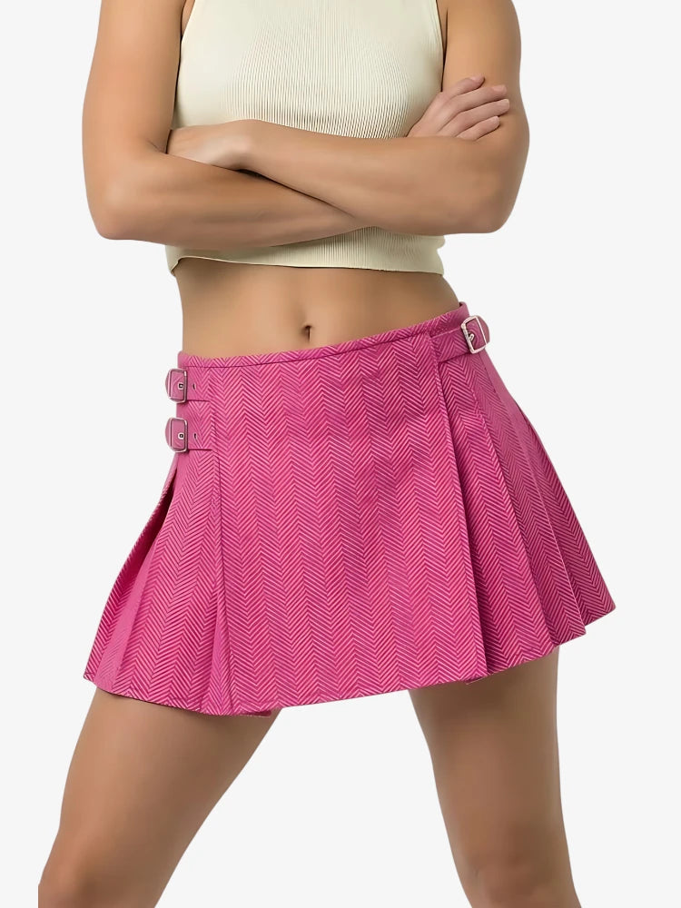Damen Rosa Tweed Fischgrät Kilt