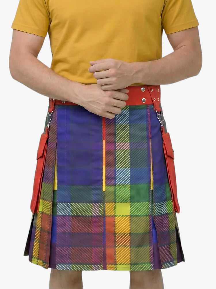 Premium Mehrfarbiger Regenbogen-Kilt