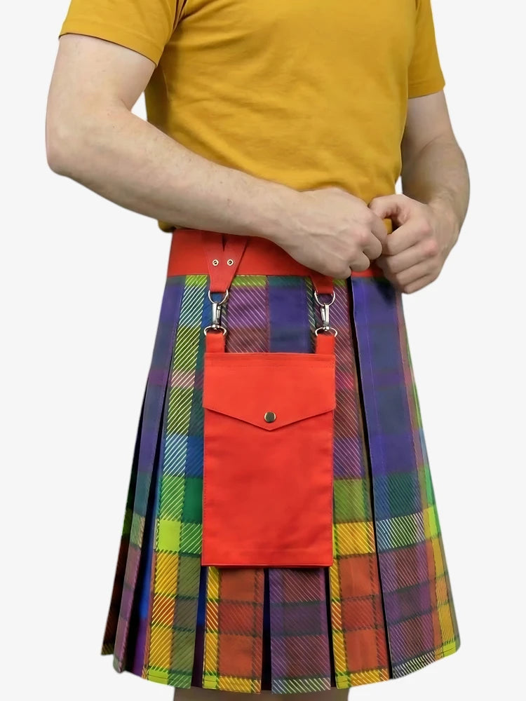 Premium Mehrfarbiger Regenbogen-Kilt