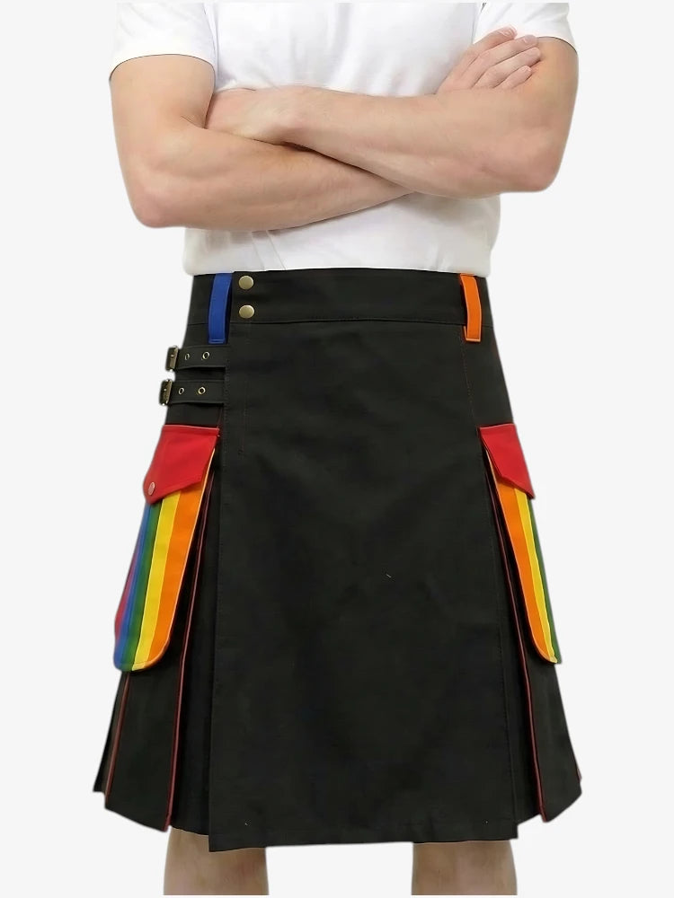 Pride Regenbogen-Kilt mit Cargo-Taschen