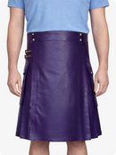 Purple Genuine Leather Utility Kilt with Side Pockets