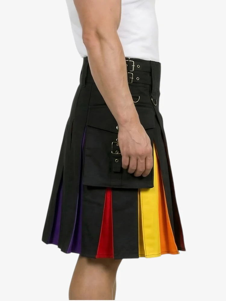 Regenbogen-Kilt mit verstellbarem Riemen