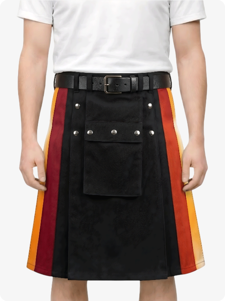 Regenbogen-Kilt mit Farbverlauf-Seiteneinsätzen