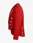Red jacket with white buttons on a white background