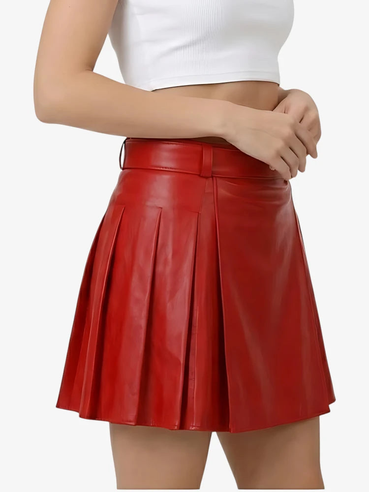 Roter Damen Lederkilt