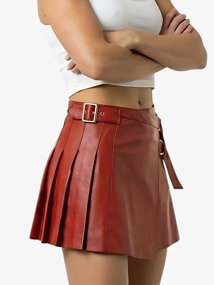 Hochwertiger Roter Damen Lederkilt