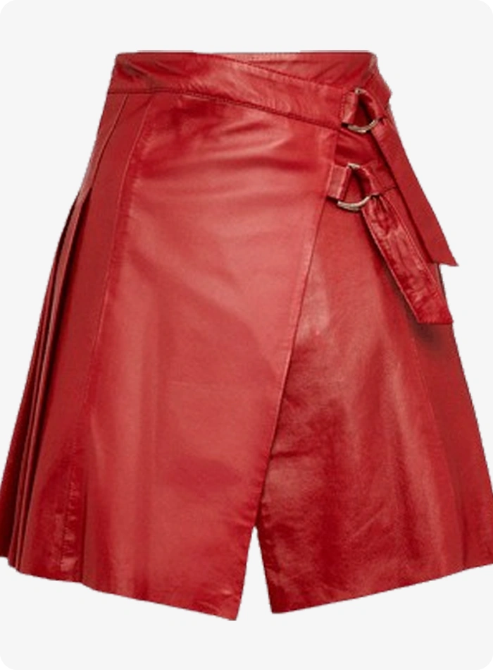 Hochwertiger Roter Damen Lederkilt