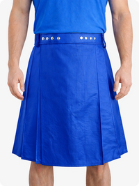 Royal Blue Genuine Leather Utility Kilt with Studded Waistband