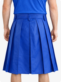 Royal Blue Genuine Leather Utility Kilt with Studded Waistband