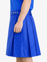 Royal Blue Leather Kilt on a white background