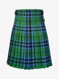 Green and blue plaid kilt on a white background