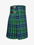 Green and blue plaid kilt with belt on a white background
