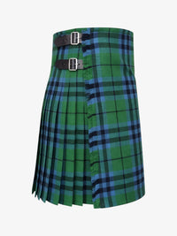 Green and blue plaid kilt with belt on a white background