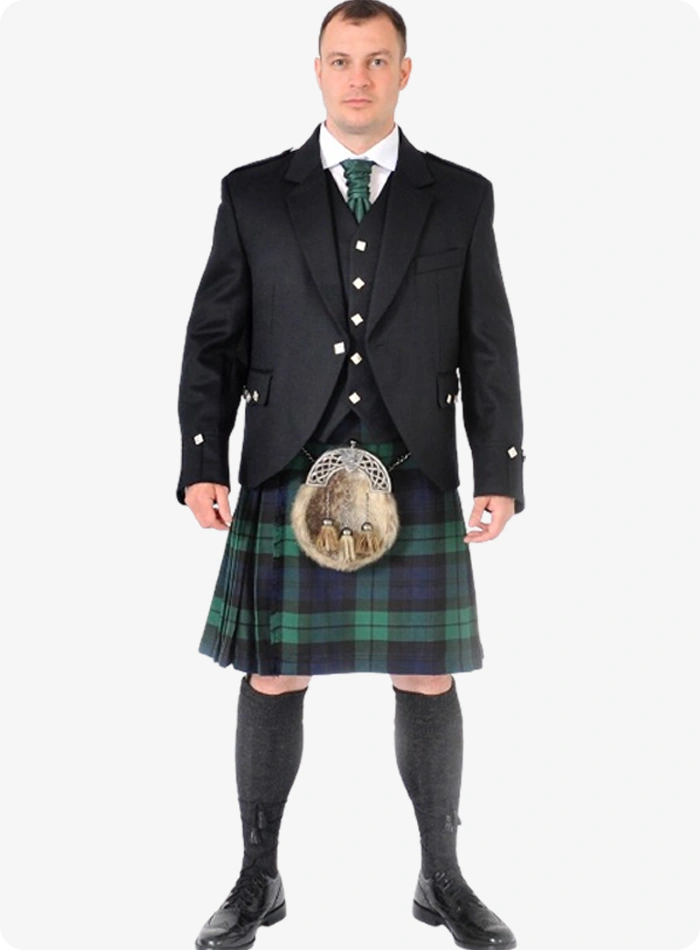 Maßgefertigtes Scottish Black Watch Kilt-Outfit