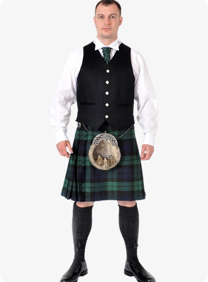 Maßgefertigtes Scottish Black Watch Kilt-Outfit