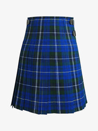 Blue and green plaid kilt on a white background