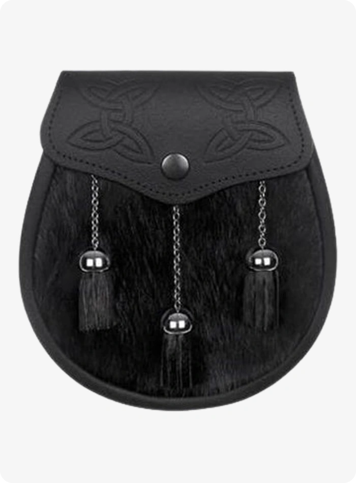 Custom Made Semi Dress Black Sealskin Celtic Embossed Sporran