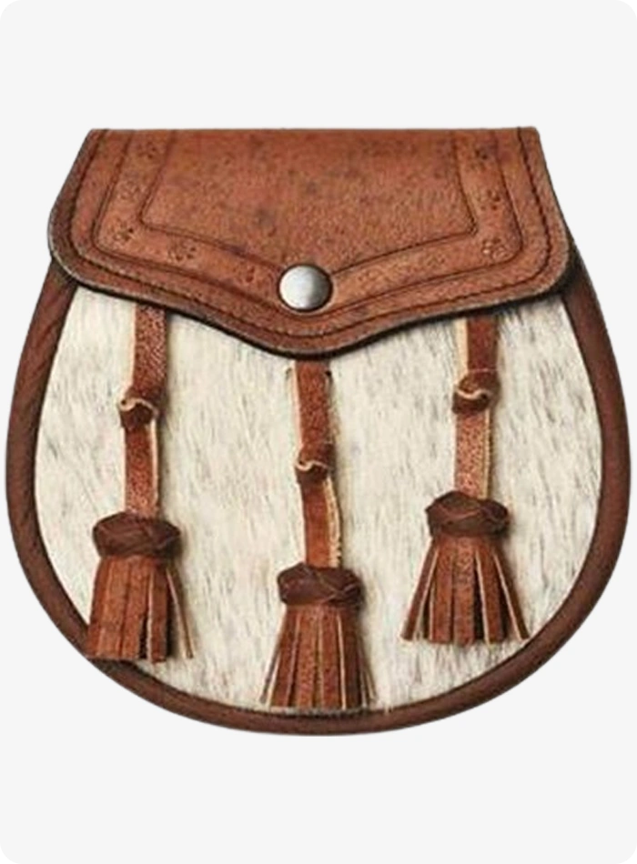 Semi Dress Natural Sealskin Khaki Classic Embossed Sporran