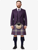 Shiel Purple Tartan-Kilt mit lila Argyle-Jacken-Outfit