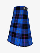 Blue plaid kilt with a belt on a white background