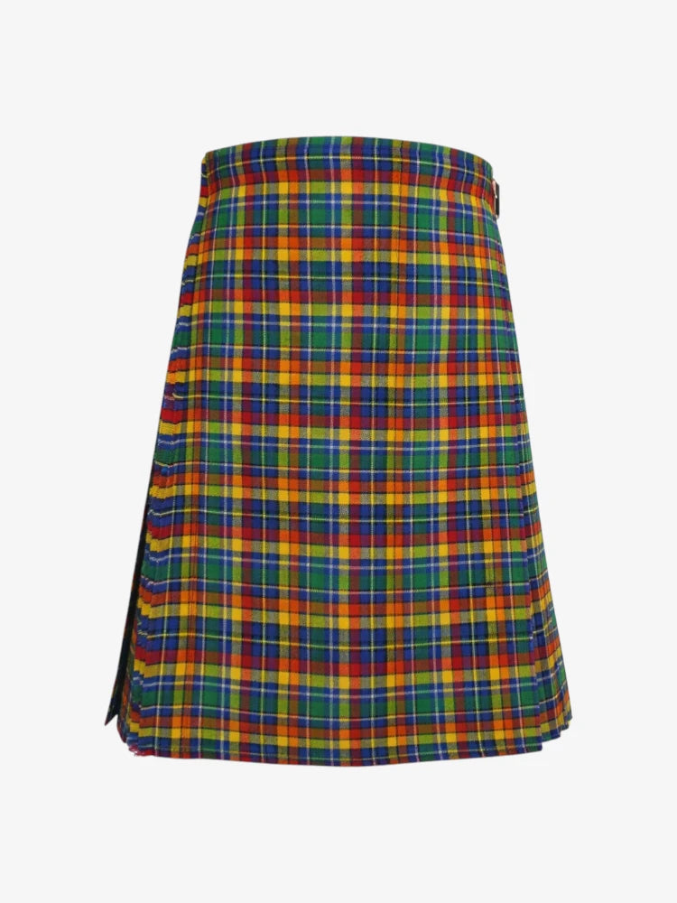 Colorful plaid kilt on a white background