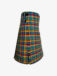Colorful plaid kilt on a white background