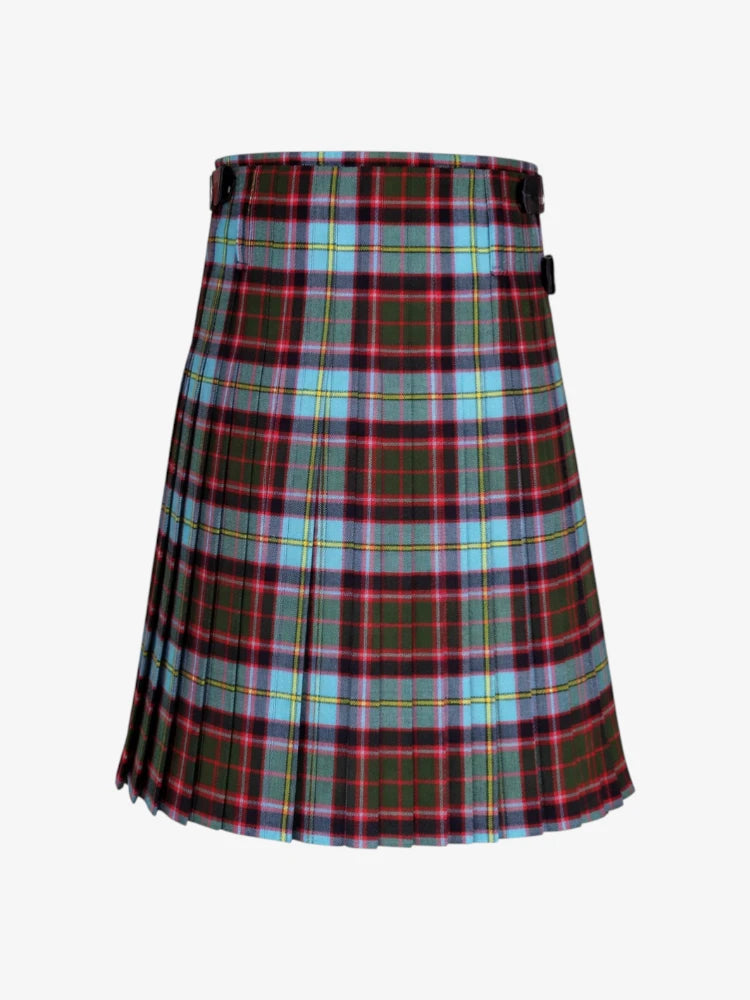 Plaid kilt with a colorful pattern on a white background