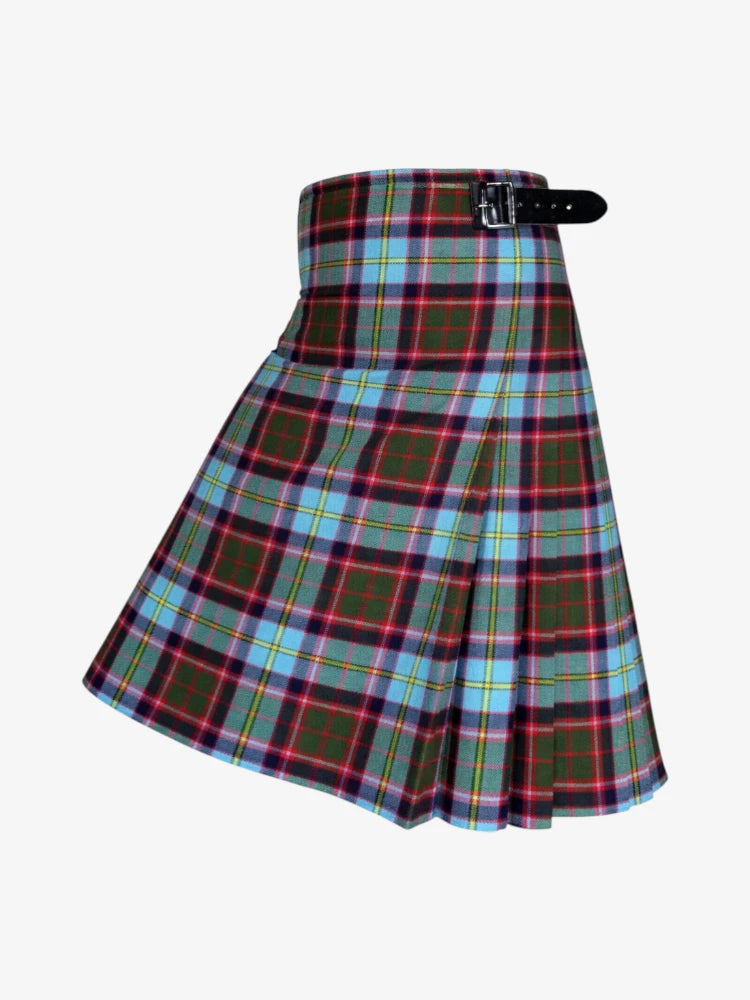 Plaid kilt with a belt on a white background