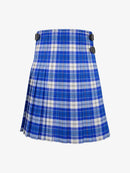 Blue and white plaid kilt on a white background