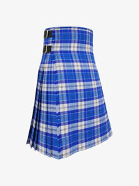Blue plaid kilt on a white background