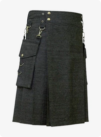 Stylish Black Denim Kilt