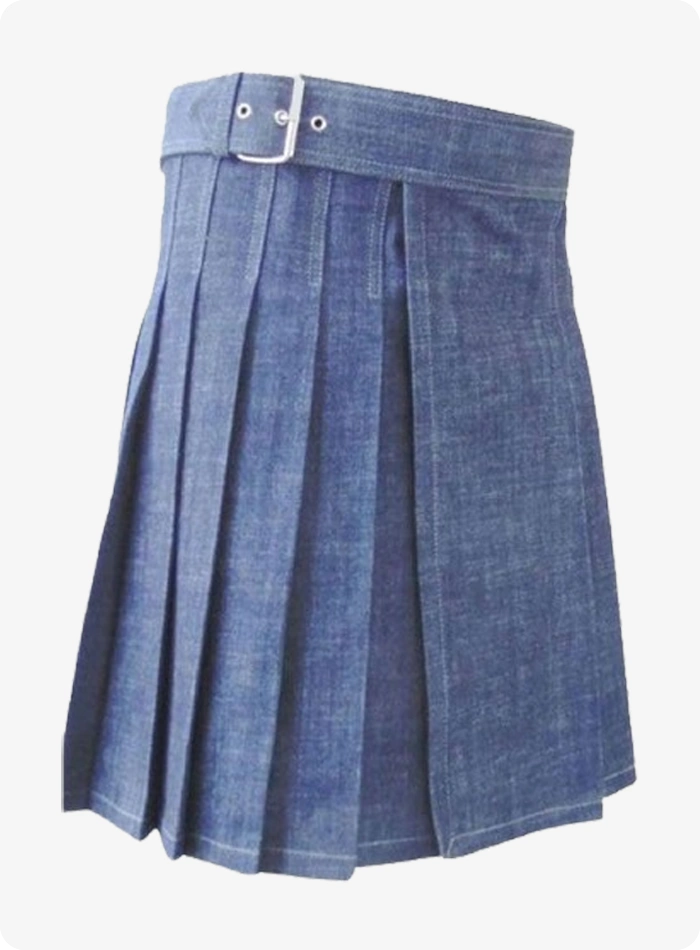 Maßgefertigter Stylischer Blauer Denim Kilt