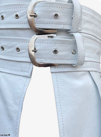 Stylish White Warrior Leather Kilt
