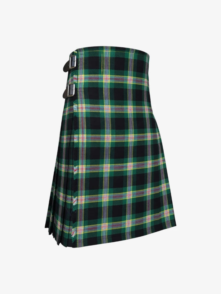 Green plaid kilt on a white background