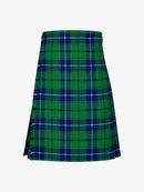 Green and blue plaid kilt on a white background