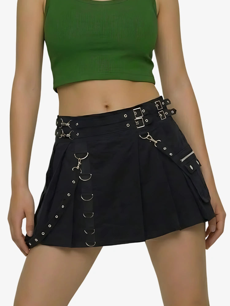 Damen Schwarzer Utility Gothic Kilt