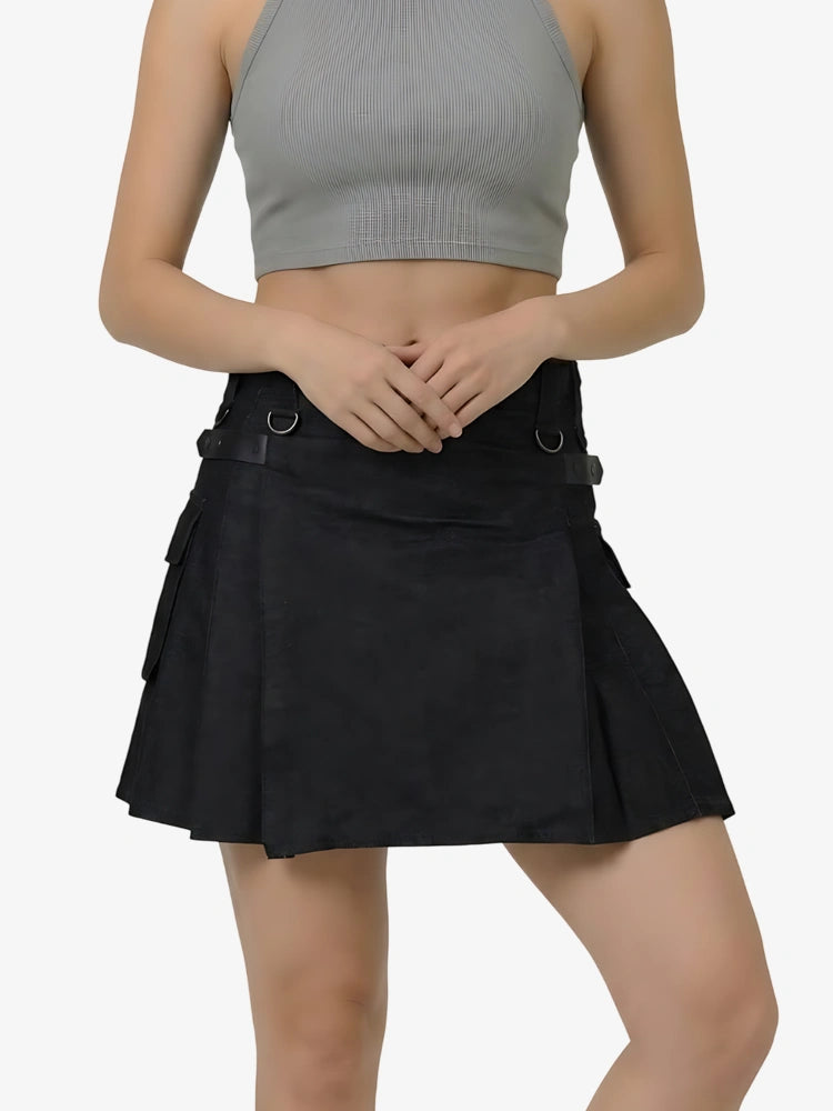 Damen Schwarzer Denim Utility Kilt