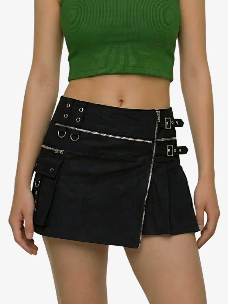 Damen Schwarzer Gothic Utility Kilt