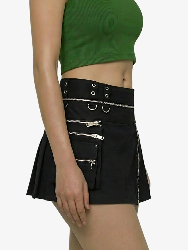 Damen Schwarzer Gothic Utility Kilt