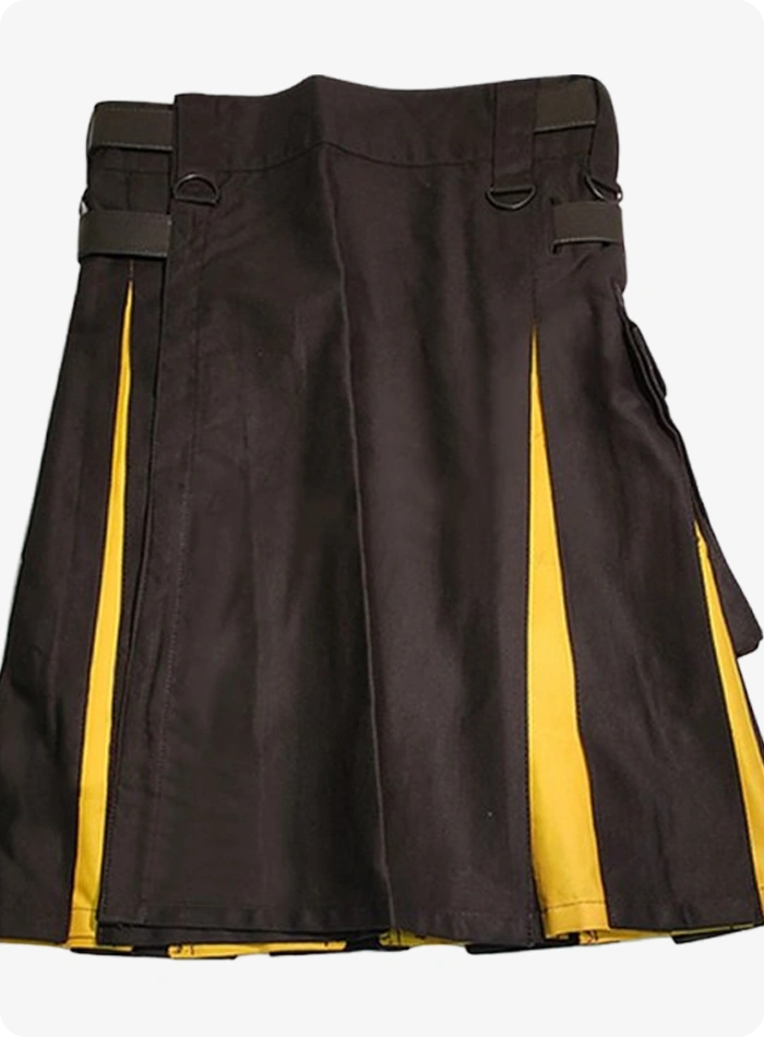 Maßgefertigter Damen Schwarz-Gelber Hybrid Kilt