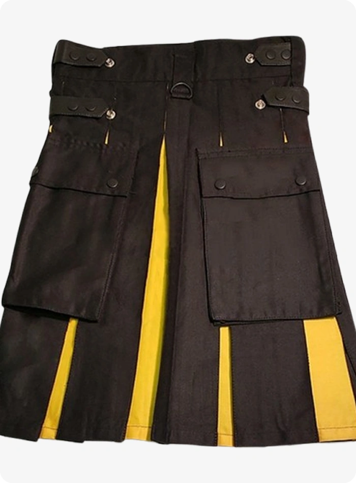 Maßgefertigter Damen Schwarz-Gelber Hybrid Kilt
