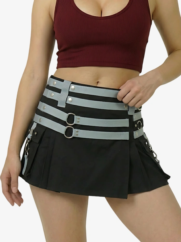 Damen Schwarzer und Grauer Utility Kilt