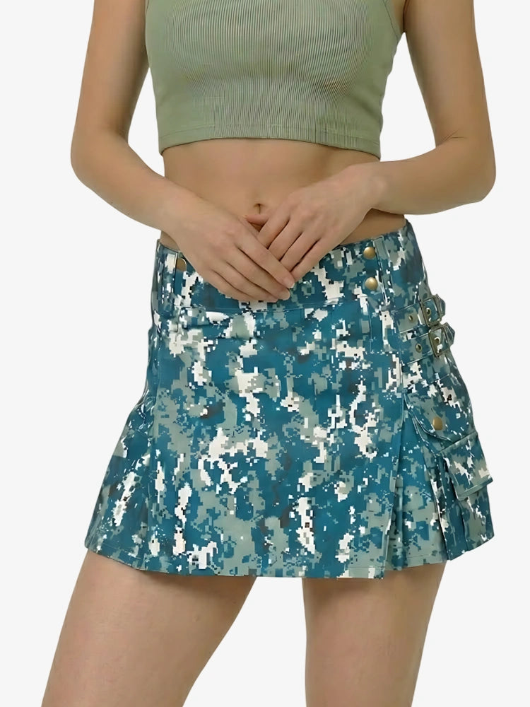 Damen Blauer Camouflage Utility Kilt
