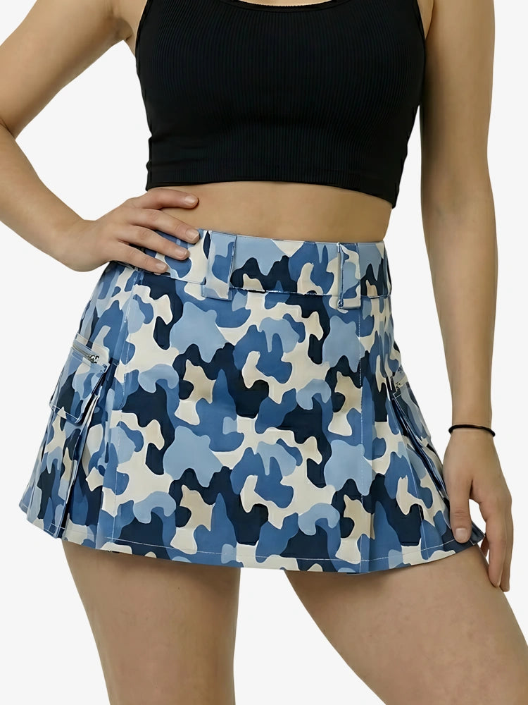 Damen Blauer Camouflage Utility Kilt